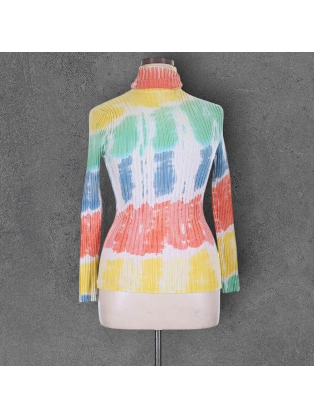 Giu Giu Sweater Womens Large Multicolor Turtleneck Sunrise Nonna Ribbed Adult XL